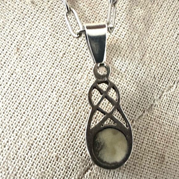 Sterling Silver Celtic Knot Pendant Necklace with Turquoise-Colored Stone - Picture 6 of 7